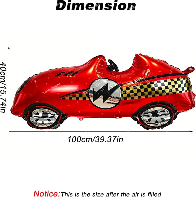 2PCS Race Car Tire Foil Balloon Standing Red Yellow Traffic Race Balloon | For Traffic Jam Race Themed Birthday Baby Shower Party Decorations Supplies