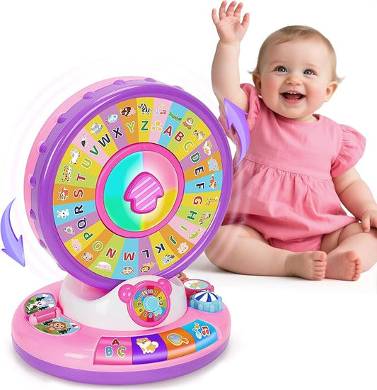 Toys for 1 2 3 Year Old Boys Girls, Musical Spin and Sing Alphabet Zoo, Learning Toys for Toddlers 1-3, Educational Interactive Toys, Christmas Birthday Gift for Baby Age 6-9-12-18 Months (Purple)