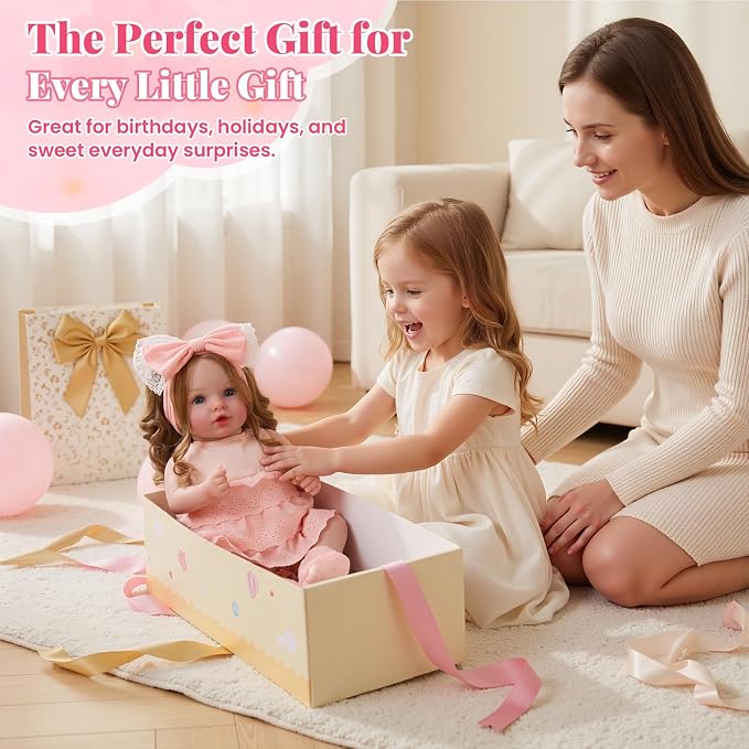 BABESIDE Lifelike Reborn Baby Dolls Dara - 20 Inch Realistic-Newborn Baby Doll Brown Hair Girl Handmade Real Life Baby Dolls with Clothes and Toy Accessories Gift for Kids Age 3+