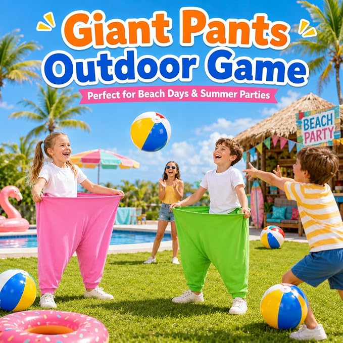 Granny Pants Yard Game,Giant Pants Outdoor Game,Oversized Pants Tossing Game with 24 Bouncy Balls and 4 Pumps Backyard & Outdoor Group Games for Family & Friends Gatherings