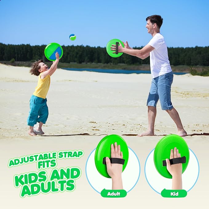 TEILLNET Toss and Catch Ball Set Upgraded - Kids Toys Beach Toys Baseball Games - Sturdy & Water-Resistant for Outdoor Pool Yard Games - Classic Gift for Boys Girls 3 4 5 6 7 8 9 10 11 12+ Years