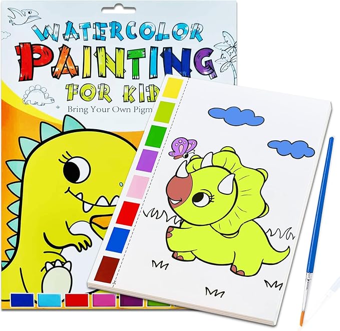 Watercolor Coloring Book for Kids, Paint with Water- Magic Paint Set Water Painting Book for Toddlers- Arts and Crafts Kit for Girls Boys Travel Activities -Stocking Stuffers for Kids