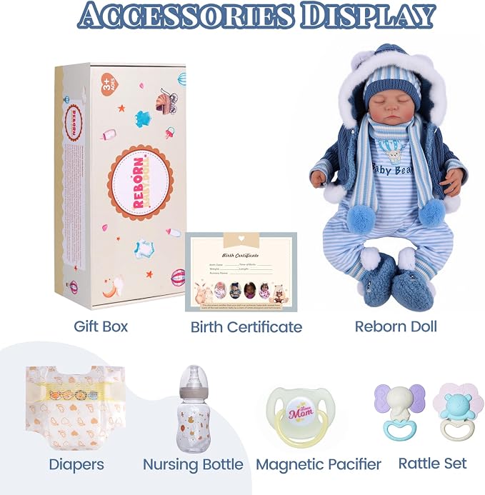 BABESIDE Lifelike Reborn Baby Dolls Boy, 20 Inch Realistic Real Life Baby Poseable Newborn Doll Boy Soft Vinyl and Cloth Body Baby Dolls with Clothes and Toy Gift for Kids Age 3+