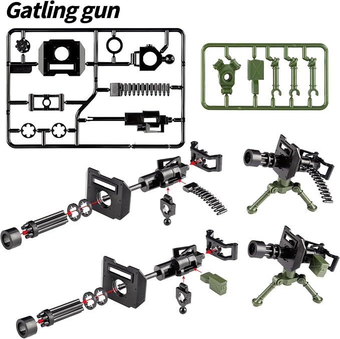 Toy Weapons Accessories Weapons Pack Military U.S 5 Types Heavy Weaponry Toys Military Equipment Battle Blocks Bricks Compatible with Major Brand, 3 Years Old and up