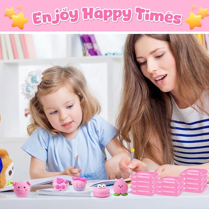 VioraWhite 72 Pcs 38oz Air Dry Clay Bulk Modeling Ultra Lightweight Foam Modeling Clay for Kids Adults DIY Gifts Party Arts Crafts and School Project Supplies (Light Pink)