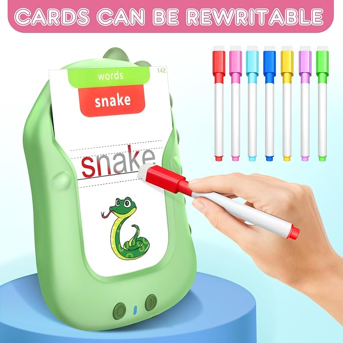 Reusable Writing & Drawing Talking Flash Cards for Toddlers 2-6, 336 Words Phonics Learning Toys with 8 Color Pens, Montessori Speech Therapy Autism Sensory Toys, Educational Preschool Gifts for Kids