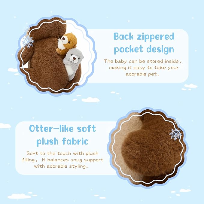 MaoGoLan 5pcs Otter Stuffed Animal - 14.5" Mommy Sea Otter Plush with Babies Inside, Soft Cute Stuffed Otter Plushies Toy for Kids Boys Girls, Ideal Gift for Christmas Birthday Holidays