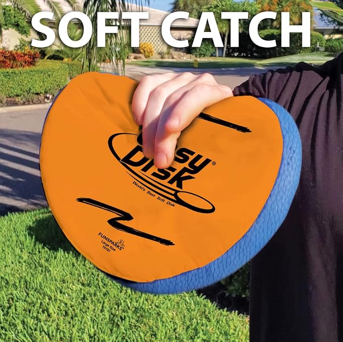 Funsparks Easy Disk - Soft Catch Flying Disc - Easy to Learn and Play Disc Toss for Indoors or Outdoor Games for Kids, Beginners or Advanced Ultimate Flying Disc Game