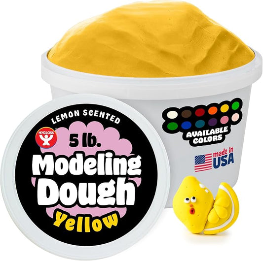 Hygloss Play Modeling Dough for Kids – Safe & Non-Toxic Sensory Dough for Arts and Crafts – 5 lb Tub – Play Clay for Toddler Activities, Preschool Classroom Must-Haves – Yellow Color, Scented