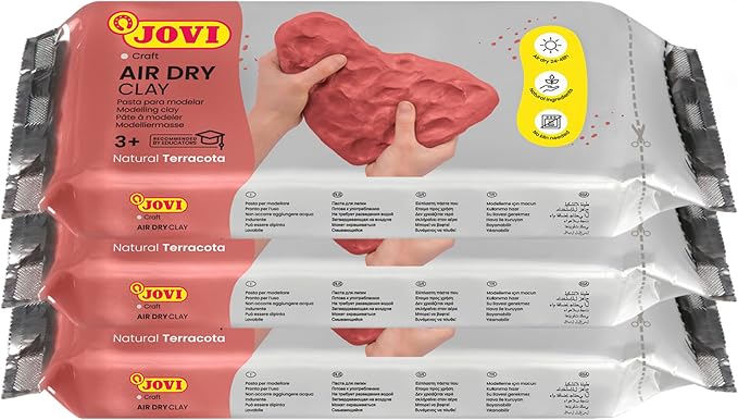 Jovi - Air Dry Clay, 3 x 1.1 lb, Terracotta Color, Total of 3.3 lb | Pottery Clay for Arts and Crafts Projects, No Oven Needed, gluten-free