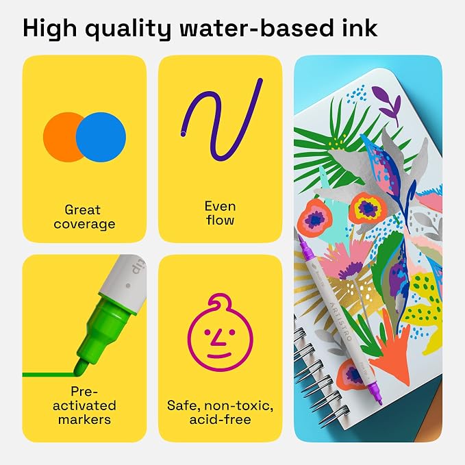 ARTISTRO 36 Acrylic Paint Markers - Paint Pens for Glass Marking, Rock Painting, Ceramic, Wood, Fabric, DIY, Craft, Canvas - Art and Craft Supplies for Adults, Teens, Kids (Brush + Fine Tips)