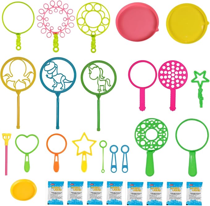 Bubble Wands kit Party Favors for Kids Bulk Toys Party Supplies Christmas Birthday Wedding Bath Time Gifts for Boys Girls (Assorted)