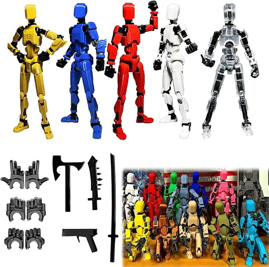 Dumwick Assembly Completed Titan 13 Action Figure Set,Titan 13 Robot Action Figures 3D Printed Multi Jointed Movable,Nova 13 Action Figure,Decorations for Action Figures (5pcs,Assembly Completed)