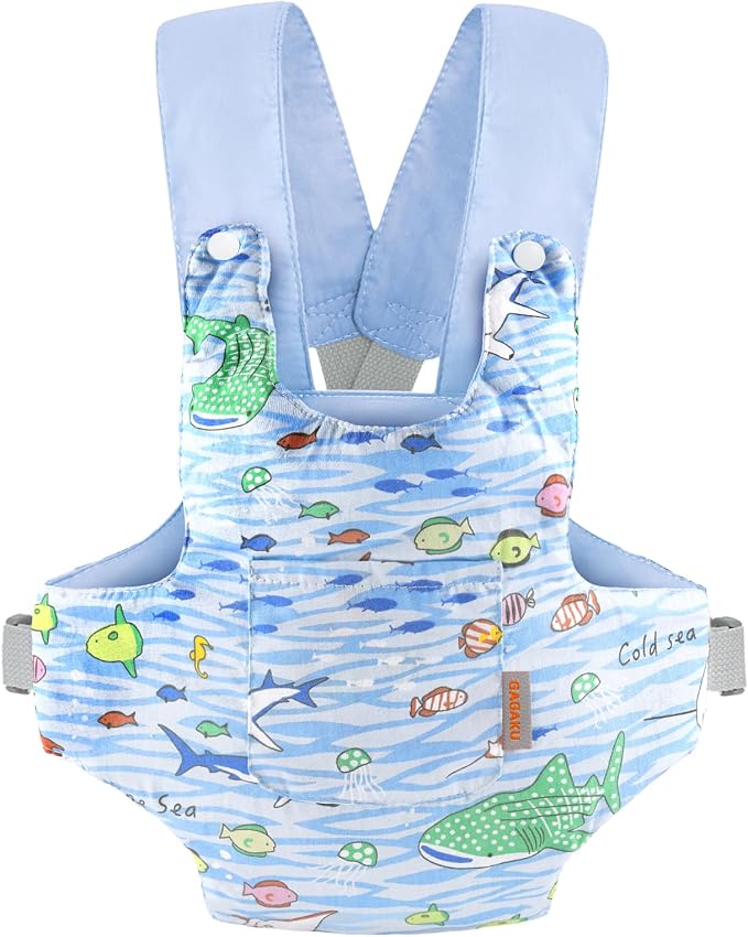 GAGAKU Toy Baby Dolls Carrier for Kids, Reborn Baby Doll Carrier Accessories for Toddlers & Girls - Blue - Fish Pattern