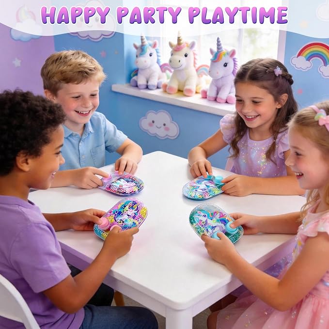 Cleboen 12 Pack Handheld Water Games for Kids, Water Ring Toss Handheld Games Unicorn Party Favors Goodie Bag Stuffers Classroom Rewards for Boys Girls, Stress-Relief Car Games Travel Toys