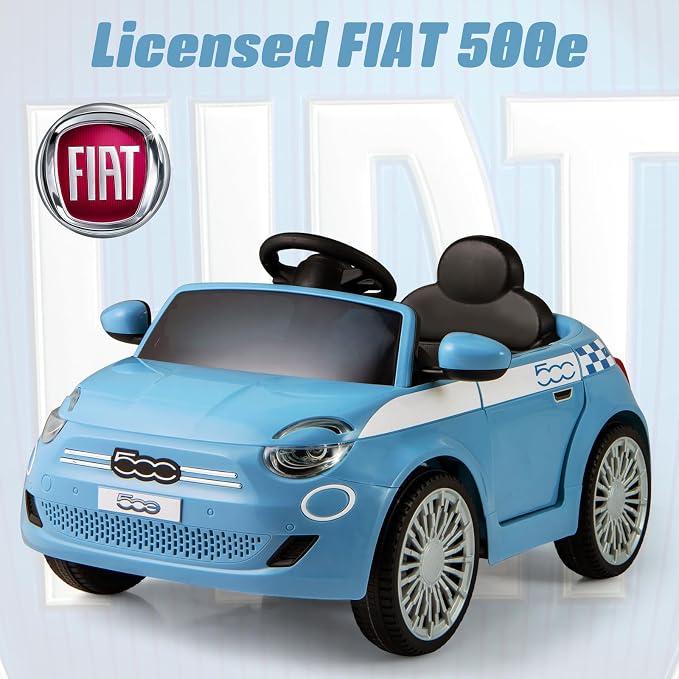 OLAKIDS Push Car for Toddlers, 3 in 1 Licensed Fiat 500e Baby Sliding Walking with Parent Control Handle Adjustable Canopy Footrest, Kids Ride on Toys with Horn for Boys Girls (Blue)