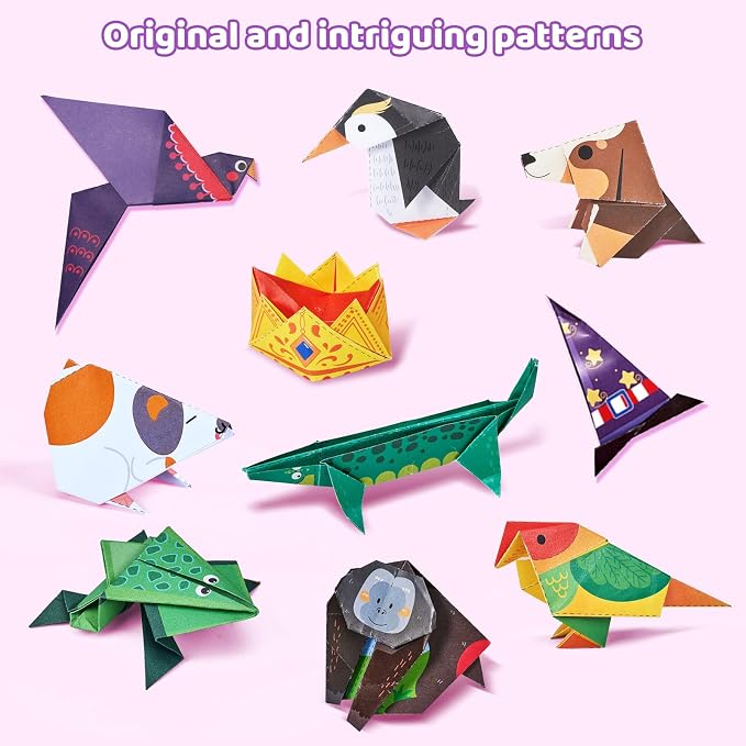 Gamenote Colorful Origami Kit for Kids 72 Projects 180 Double Sided Origami Paper 12 Sheets Practice Papers Instructional Origami Book Origami Gift for 4+ Girls Adult Beginners Training Craft, Unicorn