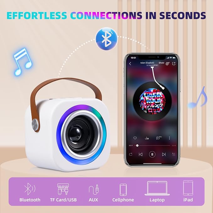 Mini Karaoke Machine for Kids with 2 Wireless Mics,TOP Singing Toys Birthday Gifts Ideas for Girls Ages 3,4,5,6,7,8,9,10,11,12+ Years Old,Great Gift Ages Girls,Boys Trend Party