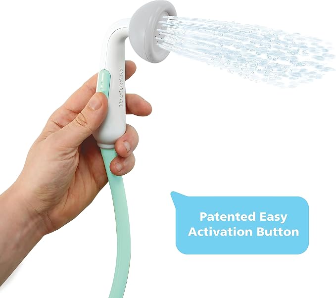 Yookidoo Baby Bath Shower Head - Elephant Water Pump and Trunk Spout Sprayer - One Handed Flow Control for Newborn Babies in Tub Or Sink (Turquoise)