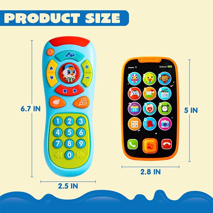 JOYIN Baby Learning Phone and Remote Toy for Toddler, Fun Smartphone Toys with Music for Infants, Boys or Girls, Holiday Stocking Stuffers, Kids Birthday Gift