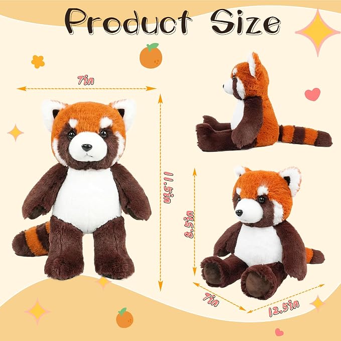 Stuffed Animal Plush Toy Soft Plushie Cuddly Red Panda Cute Plush Toy for Kids Toddlers Boys Girls Birthday Christmas Nursery Decor Party Favors