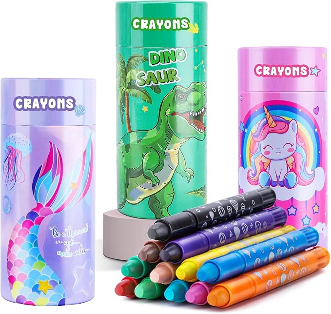 DreamCandy Twist Crayons for Toddlers,12 Colors Non Toxic Washable Crayons for Kids,Art Supplies Drawing Coloring Crayon Set,Gift for Boys and Girls,Back to School,Stocking Stuffers