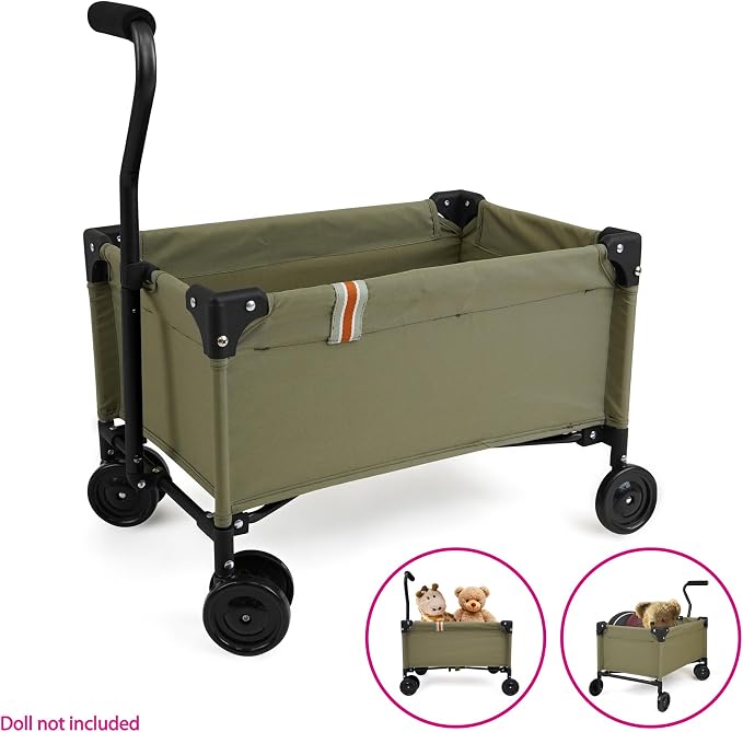 509 Crew: Little Wagon - Khaki - Folding Pull-Along Cart, Adjustable Handle, Canvas-Metal Frame, Transport Toys-Dolls-Stuffed Animals, Kids 3+
