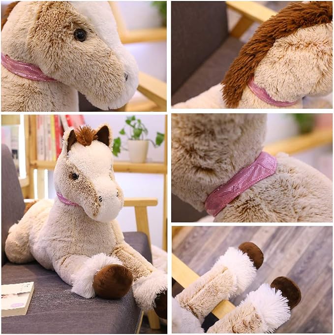 Large Horse Stuffed Animal Plush Toy,Giant Pony Unicorn Plush Doll Gifts for Kids,Valentines,Christmas 47.2"