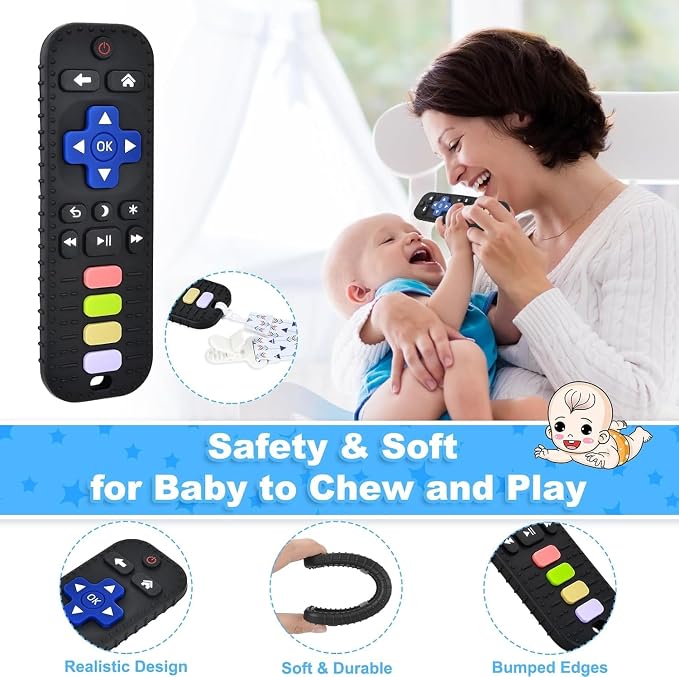 Baby Silicone Teething Toys, Phone and Remote Control Teether Toys for Toddlers 3-18 Months, Boys Girls Babies Teething Toy, Baby Chew Toy, Freezer BPA Free