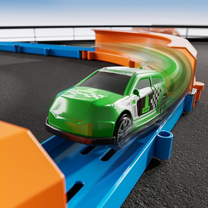 MSKOLER Car Race Track Sets for Kids 3 4 5 6 7 8 9 Years Old - Toy Car Track Set for Boys 3-5 6-8 8-12, Competitive Racing Game with 4 Small Cars, Boys Toy, Gifts Toys Cars for Toddlers Girls 3-8