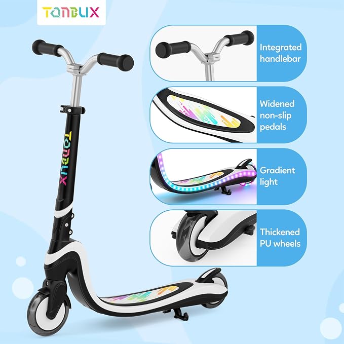 Tonbux Scooter for Kids with Light-Up Wheels & Deck, Adjustable Heights 2 Wheel Kids Scooters for Kids 5-7, Toddler Scooters with 4 Lighting Modes Deck