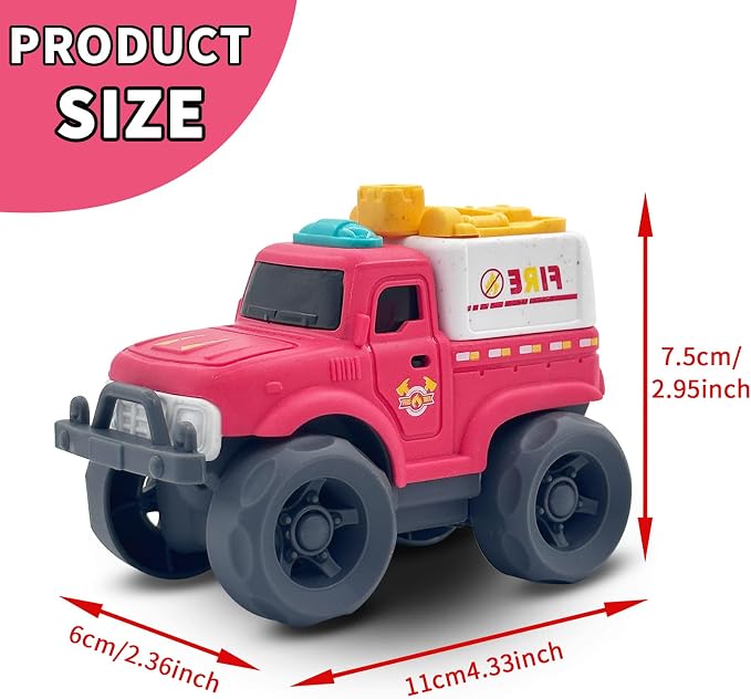 Aigitoy Toddler Car Toys for Boy Girl 1-3 Year Old, Red Fire Truck, BPA Free, Phthalates Free, PVC, Recycled Plastic, Toddlers Toy for Fine Motor Skills, for Boys Girls
