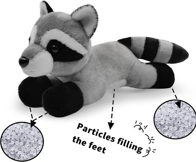 Stuffed Animal for Kids,12 inch Realistic Animal Plush Toy Lying Down Posture Animals,Plush for Boys Girls Adult Birthday Hug Teaching(L-Raccoon)