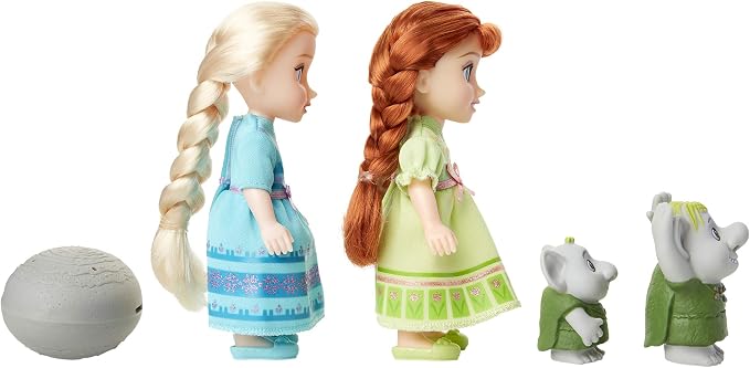 Disney Frozen Petite Anna & Elsa Dolls with Surprise Trolls Gift Set, Each Doll is Approximately 6 inches Tall - Includes 2 Troll Friends! Perfect for Any Frozen Fan!