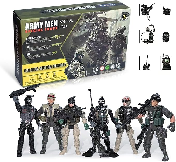 Army Men Set, Soldiers Toys for Boy Age 4-7,Army Men Action Figure Military Playset with Military Weapons Accessories,Army Toy Set for Kids Toddler Boy