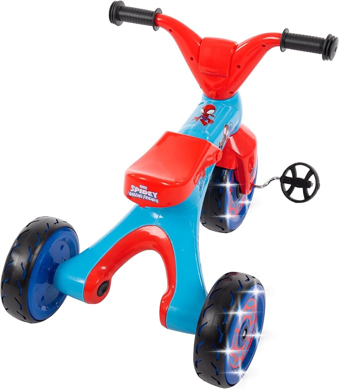 Huffy Marvel Spidey and His Amazing Friends Light Up Kids' Trike, Ideal for Ages 3+ Years Old, LED Light Feature, Under Seat Storage, Fun and Playful Design, Spider-Man