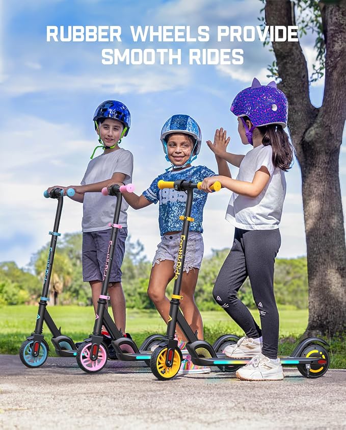 FanttikRide C9 Apex Kids Electric Scooter, Bluetooth Music Speaker, Colorful Light for Kids 8-12, 3.9-5.2 ft, 132 lbs, 5 Miles Range, Up to 40 min Ride Time, 5/8/10 MPH, 3 Adjustable Heights