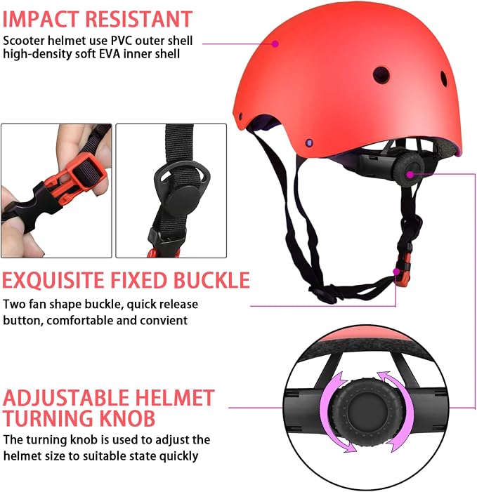 WayEee Kids Bike Helmet Set Skateboard Knee Pads, Helmet Pad Set Protective Gear Set Adjustable for Girls Kids 3-14 Helmet Elbow Pads Wrist Guards for Sport Cycling Bike Roller Skating Scooter