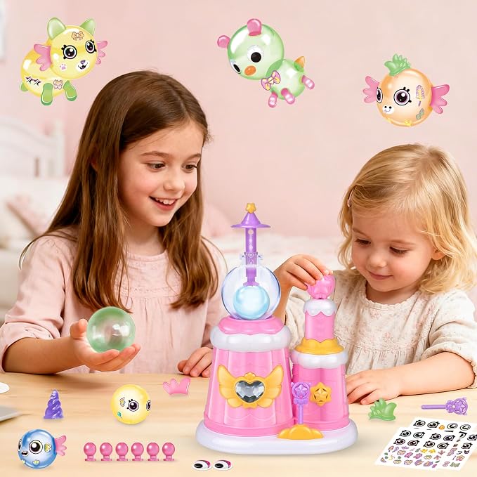 BTEC 195PCS DIY Princess Magic Balloon Craft Kits, Sticky Balloon Maker Toy with Pump & Bouncy Balloons & 3D Stickers & Accessories, Christmas Activity, Birthday Toy Gifts for Kids Boys Girls Ages 3+