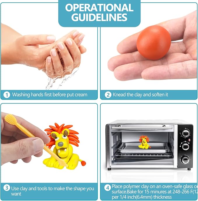 CiaraQ 50-Color Polymer Clay Oven Bake Modeling Kit for Kids & Artists | Non-sticky & non-toxic. 2.8 lb. With sculpting tools. Classroom & Home Use. Fun gift for Children & artists. Ages 4+.