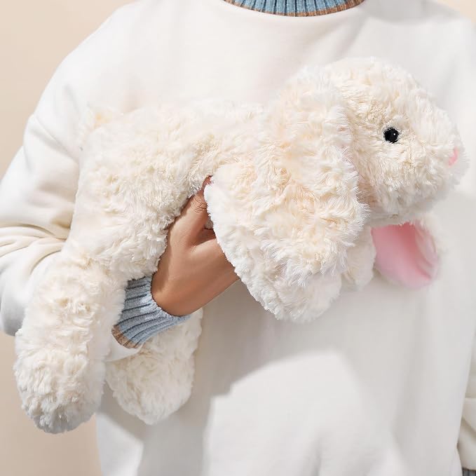 Large Weighted Rabbit Stuffed Animal 27.5" 5Lbs, Sturdy and Fluffy Beige Rabbit Plush Toy for Adutls Cuddle, Cute Plushy Hugging Pillow Toy for Adutls
