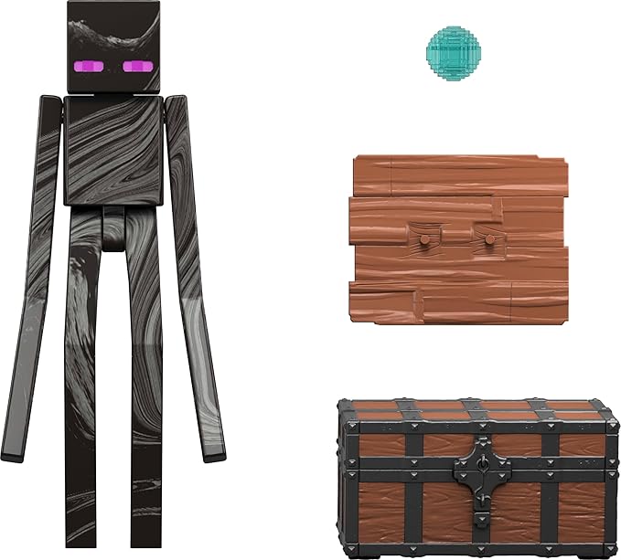 Mattel Minecraft Action Figure & Accessories Toy Set, Enderman Posable Character Collectible Inspired by a Minecraft Movie, 3.25-inch Scale