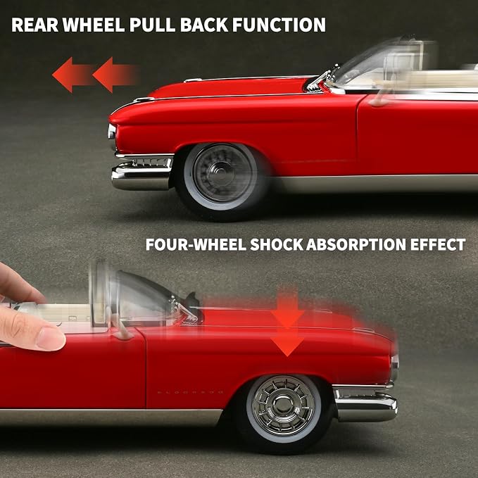RZAPE Toy Car Models 1/24 Diecast Cars Eldorado Metal Model Car Carros De Coleccion,Model Cars Kits for Adults and Boys,Pull Back Car with Lights and Sounds,Toy Cars for Boys Age 4-7（Red）