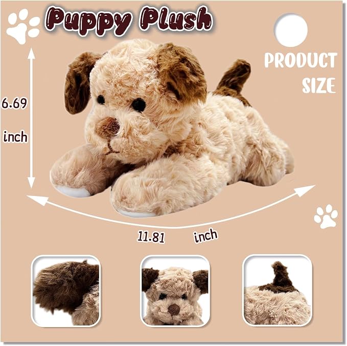 12" Brown Dog Stuffed Animals Plush Toys for Kids and Babies, Cute Puppy Plushies, Puppy Stuffed Animals Plush Toy for Carnival and Christmas Decorations, Dog Themed Party Favors
