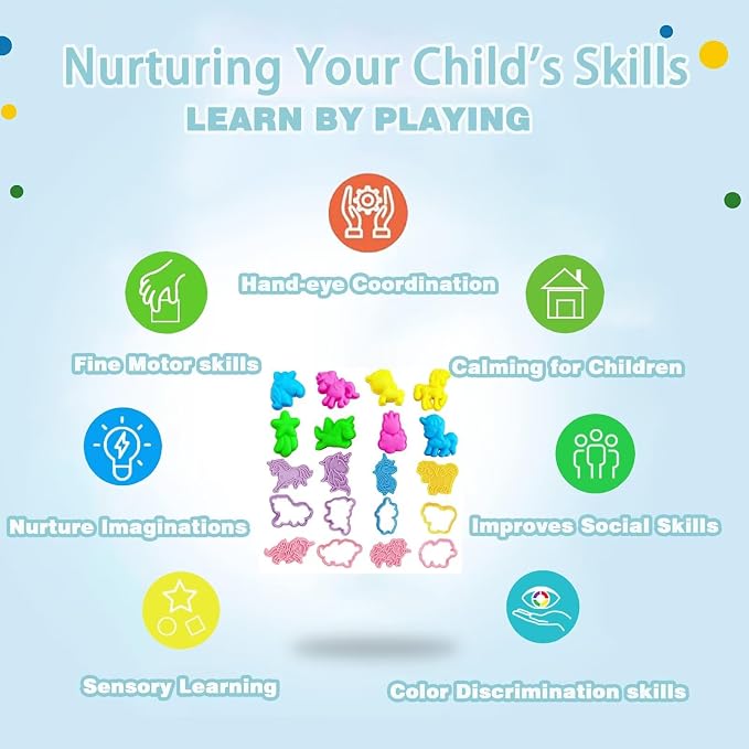 Unleash Creativity with 20 Unique Unicorn Molds Dough Toys Dough Accessories Set.Ideal as a Gift for Kids Aged 3-4-8 Years