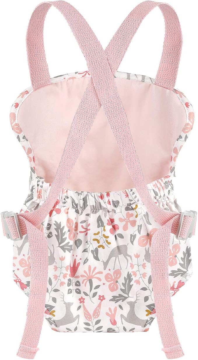 GAGAKU Baby Doll Carrier, Baby Doll Accessories up to 18-inch Dolls, Reborn Baby Dolls Carrier for Little Girls – Pink (Reindeer)