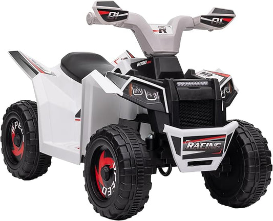Aosom Kids ATV Quad Car, 6V Four-Wheeler Ride on Toy for Kids with Forward Backward Function, Wear-Resistant Wheels for Toddlers Ages 18-36 Months, White