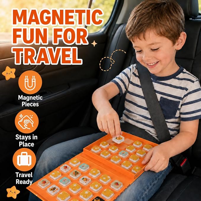 Travofun Magnetic Memory Matching Game for Kids Ages 3-8, Travel Toys for Toddlers 3-5, Magnetic Travel Games, Road Trip and Airplane Activities for Kids