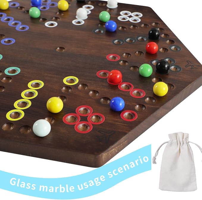 30 PCS Glass Marbles 6 Colors for Wahoo Marble Games and 6 Dices (0.63inches)