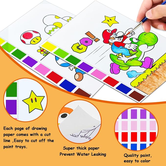 JZILU Watercolor Coloring Book for Kids, Paint with Water- Magic Paint Set Water Painting Book for Toddlers- Arts and Crafts Kit for Girls Boys Travel Activities -Stocking Stuffers for Kids